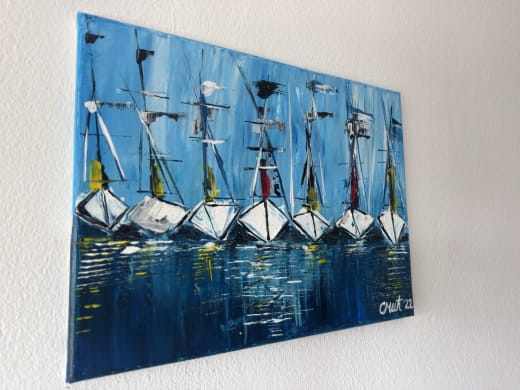 Quiet port - Slagjana Mirkovic - Acrylic on canvas with natural pigments - 40 x 30 cm 4