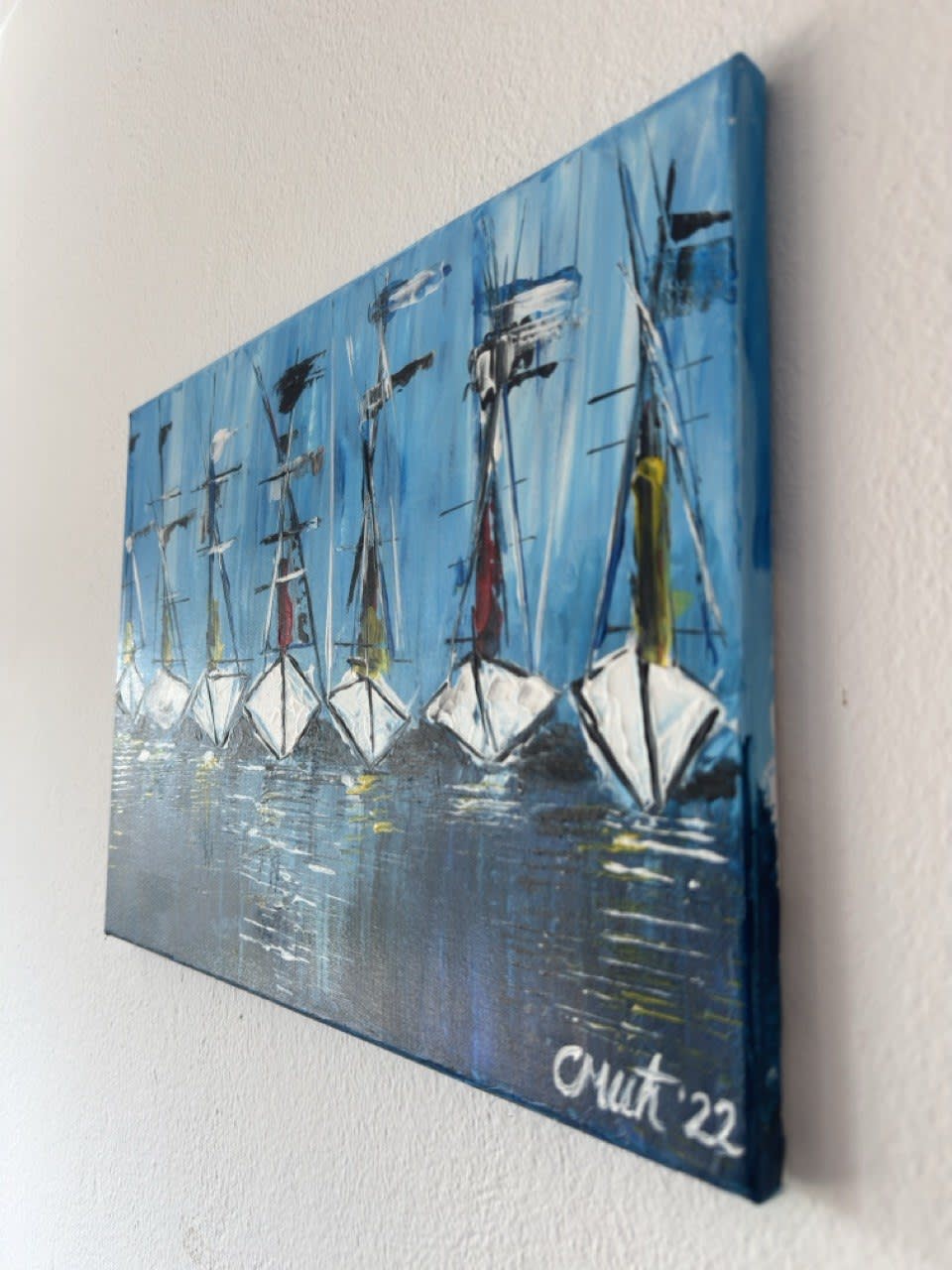 Quiet port - Slagjana Mirkovic - Acryl auf Leinwand mit natürlichen Pigmenten - 40 x 30 cm 3
