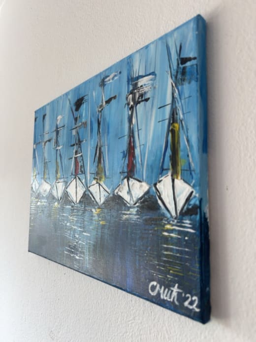 Quiet port - Slagjana Mirkovic - Acrylic on canvas with natural pigments - 40 x 30 cm 3