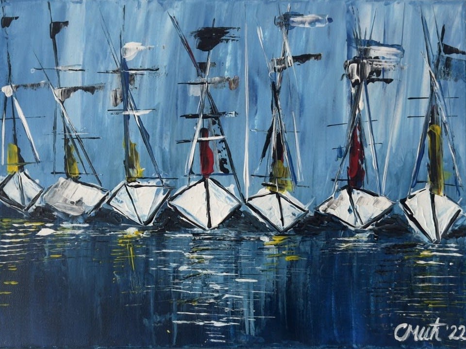 Quiet port - Acryl auf Leinwand mit natürlichen Pigmenten - 40 x 30 cm