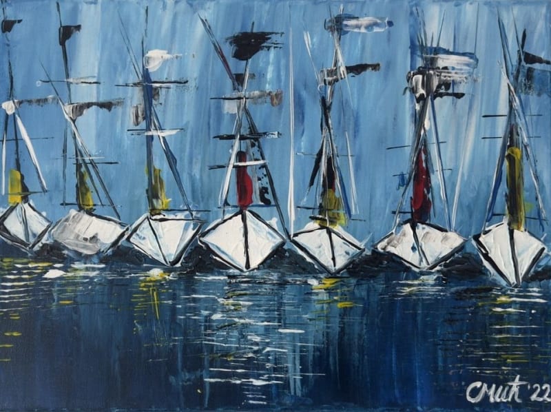 Quiet port - Slagjana Mirkovic - Acrylic on canvas with natural pigments - 40 x 30 cm