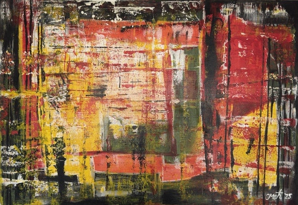 Inside the volcano - Acryl auf Leinwand mit natürlichen Pigmenten - 100 x 70 cm
