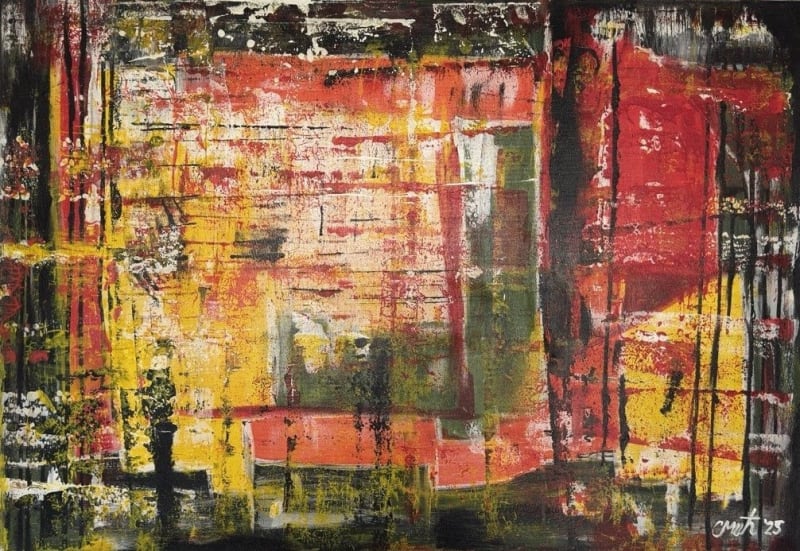 Inside the volcano - Slagjana Mirkovic - Acryl auf Leinwand mit natürlichen Pigmenten - 100 x 70 cm