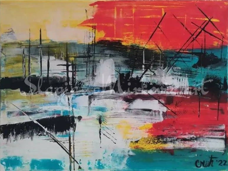 Conversation - Acryl auf Leinwand mit natürlichen Pigmenten - 40 x 30 cm