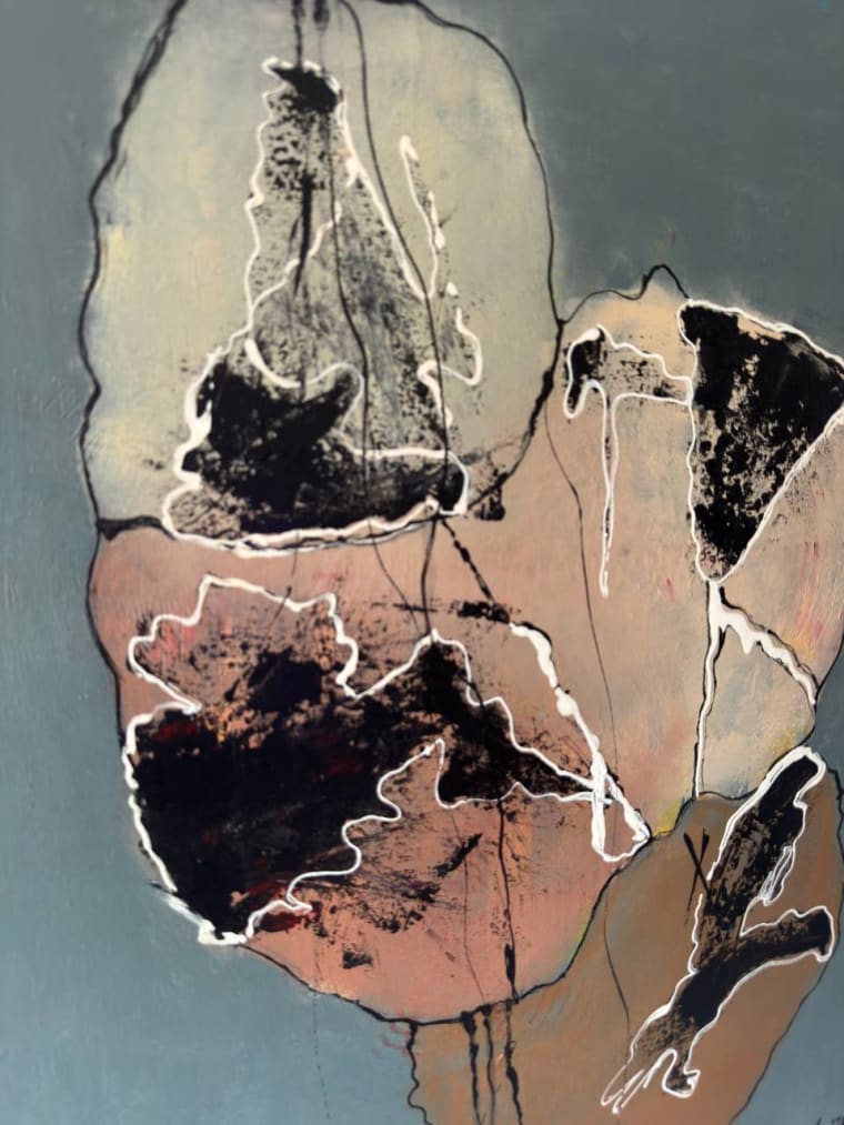 Silent conflict - Slagjana Mirkovikj Petreska - Acryl auf Leinwand mit natürlichen Pigmenten - 50 x 70 cm