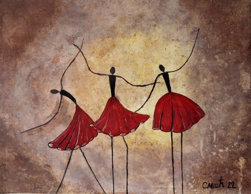 Dance with me - Acryl auf Leinwand mit natürlichen Pigmenten - 50 x 40 cm