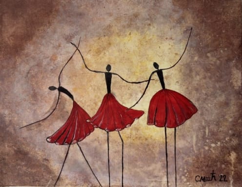 Dance with me - Acryl auf Leinwand mit natürlichen Pigmenten - 50 x 40 cm