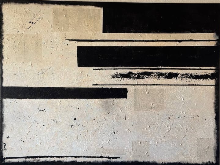 Abstraktes Originalgemälde The line I drew als Inspiration für eine Auftragsarbeit