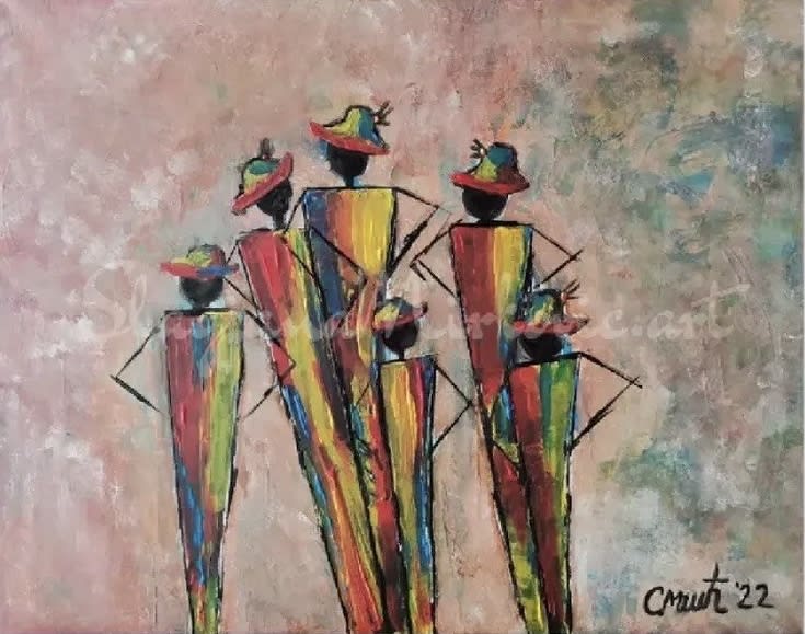 All together - Slagjana Mirkovikj Petreska - Acryl auf Leinwand mit natürlichen Pigmenten - 40 x 50 cm