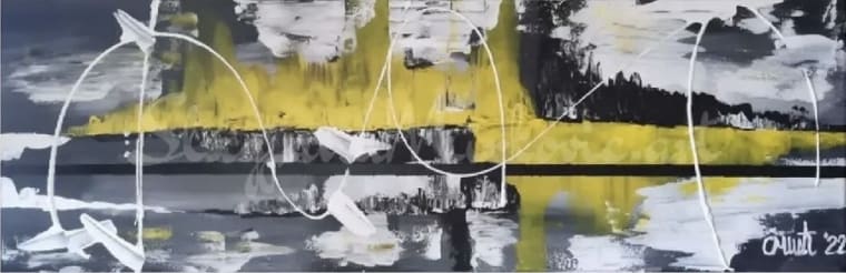 Burn my darknes - Slagjana Mirkovikj Petreska - Acryl auf Leinwand mit natürlichen Pigmenten - 40 x 120 cm