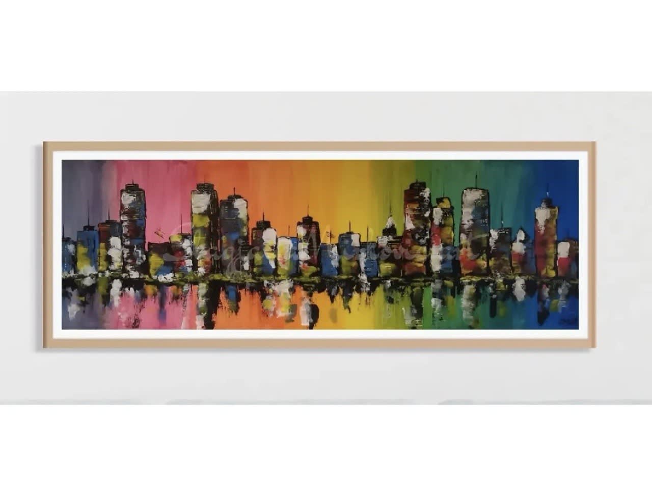 Love city - Slagjana Mirkovic - Acryl auf Leinwand mit natürlichen Pigmenten - 40 x 120 cm 2